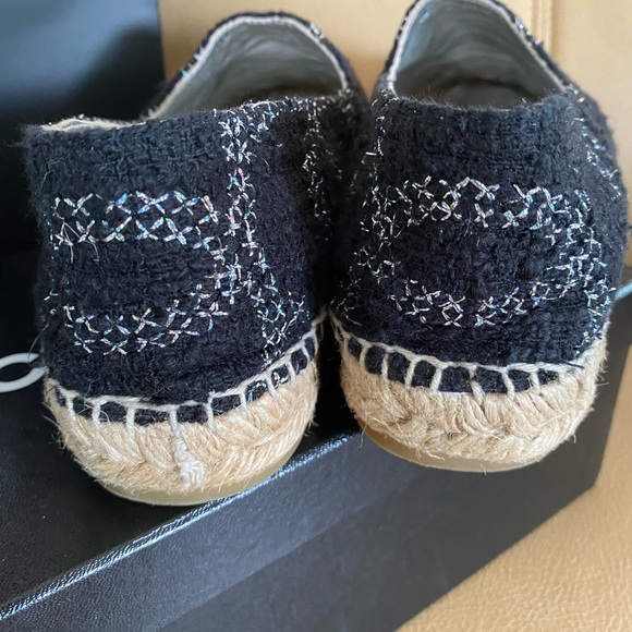 Chanel Slvr/Black Espadrilles Lambskin & Tweed - Picture 7 of 13